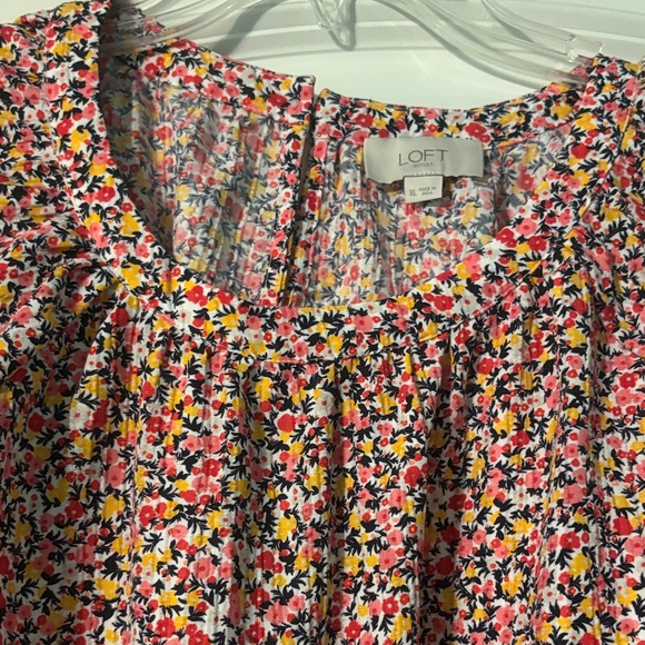 LOFT Floral Blouse - Pink and Yellow Spring Easter - Picture 3 of 7